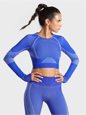 Gymshark TURBO SEAMLESS CROP TOP
$50 Cobalt Blue Size Small